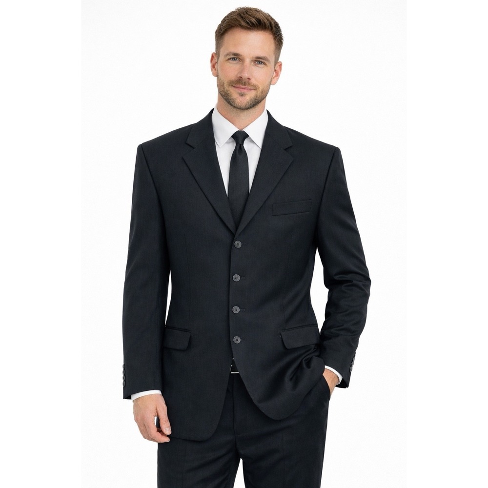 Vintage Bachrach Blazer Sport Jacket Men's 46R Black Made in Italy *See